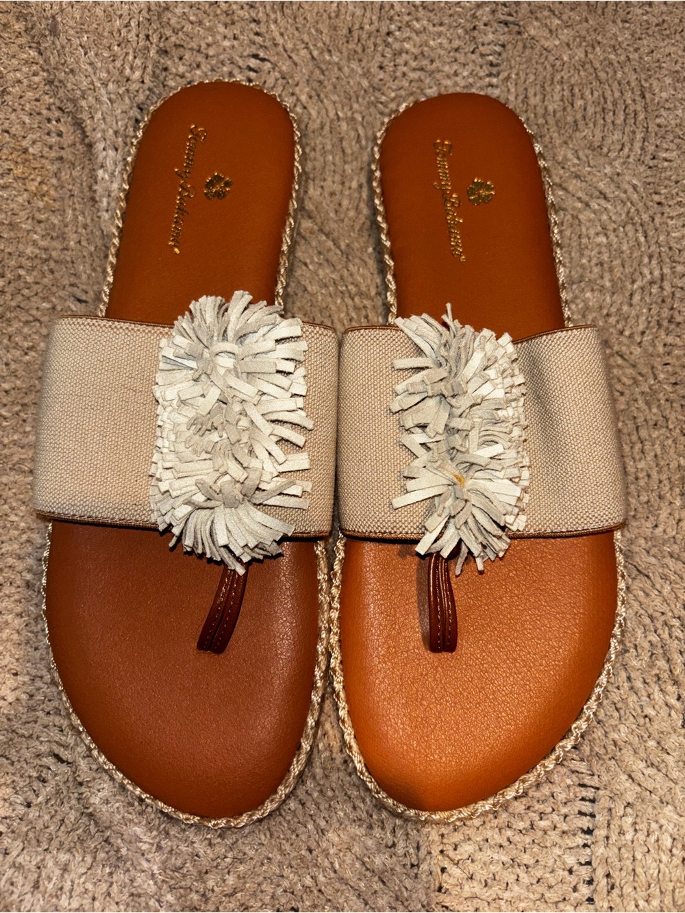 Tommy Bahama Beige Fringe Thong Espadrille Sandals Size 10 - Picture 3 of 5